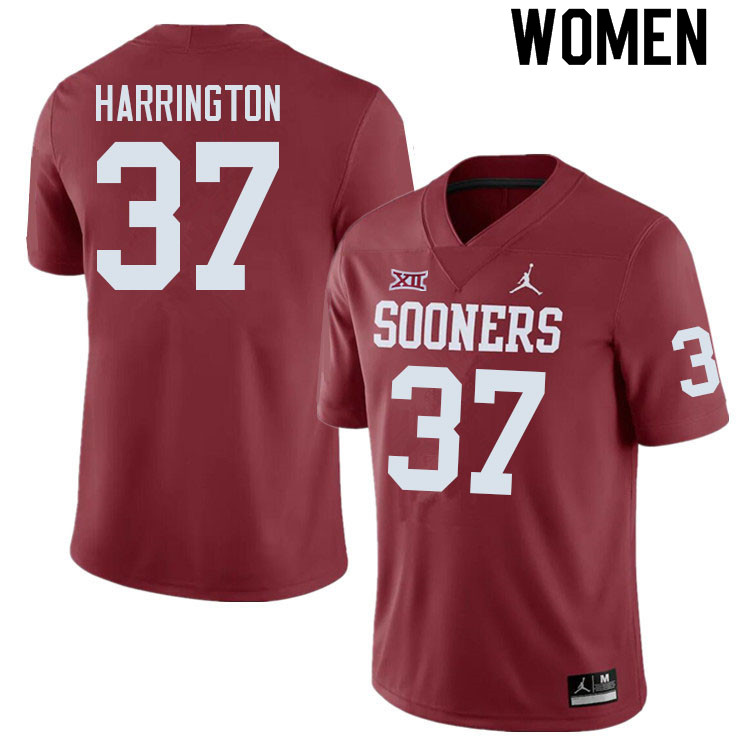 Women #37 Justin Harrington Oklahoma Sooners College Football Jerseys Sale-Crimson - Click Image to Close